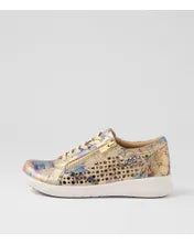 Load image into Gallery viewer, Ziera Shovo Gold Vintage Floral Leather Sneaker
