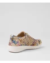 Load image into Gallery viewer, Ziera Shovo Gold Vintage Floral Leather Sneaker
