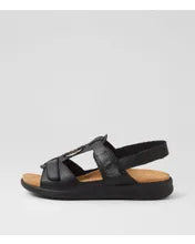 Load image into Gallery viewer, Ziera Brisa XW Black Leather Sandal
