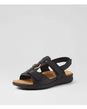 Load image into Gallery viewer, Ziera Brisa XW Black Leather Sandal
