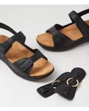 Load image into Gallery viewer, Ziera Brisa XW Black Leather Sandal
